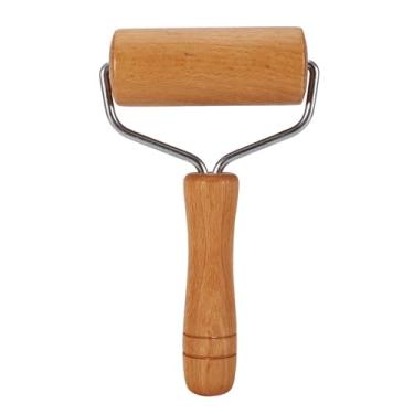Imagem de Ktsxxops Rolo de massa pequeno, rolo de massa de madeira, rolo de pizza antiaderente, rolo tipo T para assar cozinha, prensa de massa de pizza (9,7 x 19 cm)