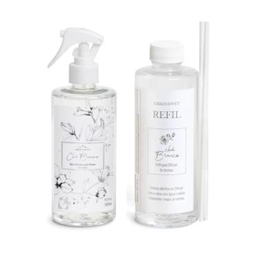 Imagem de Kit Água Aromática 500ml E Refil De Difusor 300ml - Essência Chá Branco - Greenswet