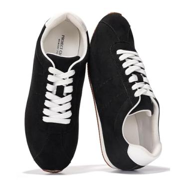 Imagem de Project Cloud Tênis feminino leve com palmilha de espuma viscoelástica - Tênis feminino antiderrapante para trabalho - Sapatos casuais femininos com cadarço, Preto, 38