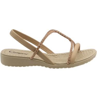 Imagem de Sandália Salto Baixo Campesí Tiras Strass Entrelaço Feminina