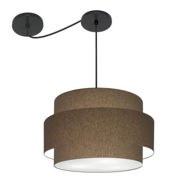 Imagem de Lustre Sala De Jantar Com Desvio Vivare Md-4399 Cúpula Em Tecido 50cm Cáqui 127/220v