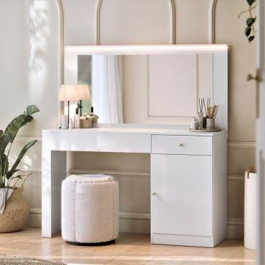 Imagem de Escrivaninha Penteadeira Camarim Nina Branco Fosco