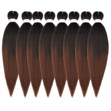 Imagem de Cabelo trançado pré-esticado Ubeleco de 14 polegadas, 8 pacotes, Ombre
