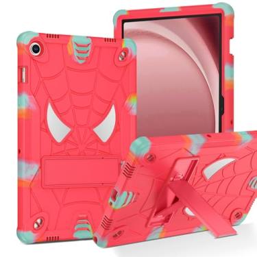 Imagem de GUAGUA Capa para tablet Samsung Galaxy Tab A9 Plus modelo 2023 2023 (SM-X210/X216/X218), rosa choque padrão aranha embutido suporte ajustável resistente à prova de choque capa protetora para tablet