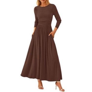 Imagem de Vestido maxi feminino PRETTYGARDEN, casual de primavera, manga comprid