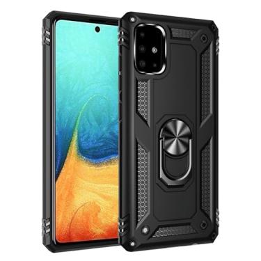 Imagem de SORAKA Capa para Samsung Galaxy A71 4G com suporte para anel Capa Slim Fit de TPU macio Capa Samsung Galaxy A71 4G com placa de metal para suporte magnético de telefone para carro