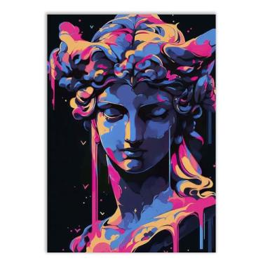 Imagem de Placa Decorativa Estatua Grega Atena Ilustração Cores Decoração Poster Quarto Sala