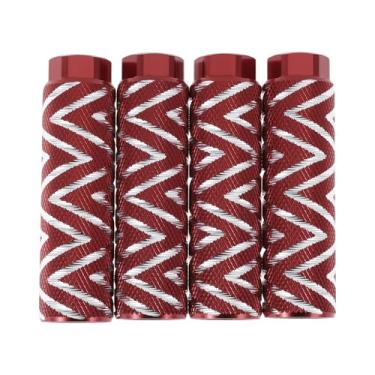 Imagem de Partuto 4 peças de pinos de bicicleta antiderrapantes de liga de alumínio com textura de onda de 100 mm de comprimento para bancos traseiros de bicicleta Pegs de pedais de ciclismo eixos de 9,5 cm