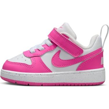 Imagem de Nike Tênis Court Borough Low Recraft para bebê/criança pequena (DV5458-123, branco/fúcsia a laser), Branco/fúcsia a laser, 2 Infant
