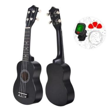 Imagem de Ukulele Soprano + Capa + Afinador + 3 Palhetas Cor Preto Preto - MAZZI
