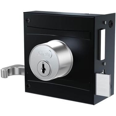 Imagem de Fechadura Jena 701/80 Preta Fosca com Espelho em Inox - 56317 - STAM