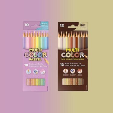 Imagem de Kit Lápis de Cor Tons Pastel 10 Cores Multicolor + 12 Cor de Pele  Fab