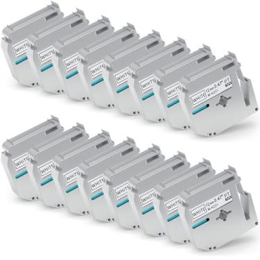 Imagem de Pacote com 16 fitas M-K231 M 12 mm compatível com M-K231s Brother Label Tape Preto sobre Branco 0,47 polegadas para P Touch PT-M95 PT95 PT65 PT-65 PT70 PT85 PT90 refil de fita para etiquetadora
