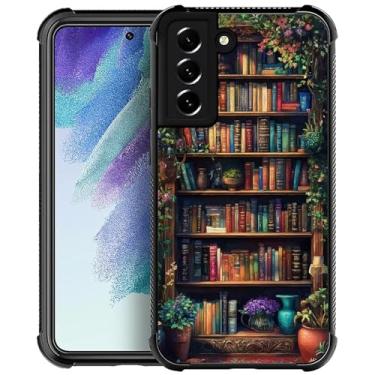 Imagem de WANKBLC Capa compatível com Samsung Galaxy S22 Plus, proteção à prova de choque para homens mulheres antiderrapante para Samsung Galaxy S22 Plus Crazy Pattern Dark Bookshelf Plants Retro Vintage