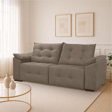 Imagem de Sofá Rayssa Reclinável Confortável Reforçado Veludo Premium - Los Herm