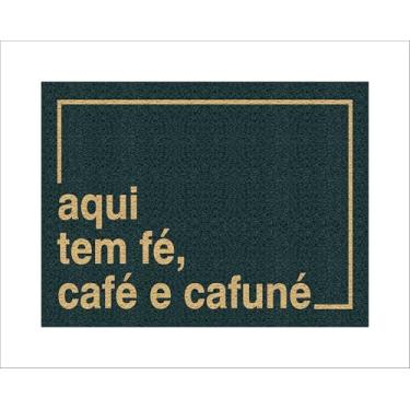 Imagem de CAPACHO AQUI TEM FÉ, CAFÉ & CAFUNÉ (AZUL MARINHO)