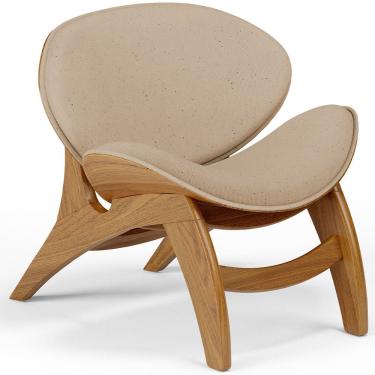 Imagem de Poltrona Decorativa Orgânica Sala Living Kadosh L02 Linho Bege Escuro - Lyam Decor