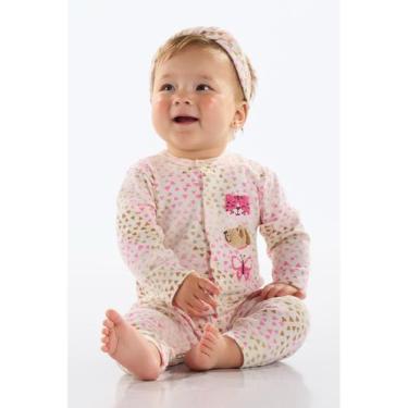 Imagem de Macaquinho Estampado Unissex Bebê Up Baby, Rosa, PR