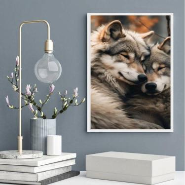 Imagem de Quadro Fotografia Casal De Lobos 33X24Cm