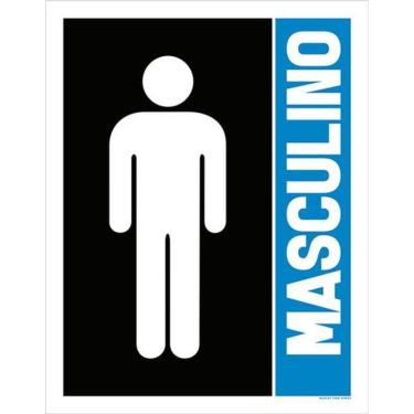Imagem de Kit 5 Placas Masculino Banheiro Azul 36X46