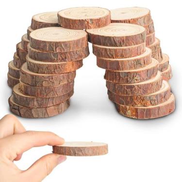 Imagem de Wood Slices Motroce 30 unidades de discos redondos de pinho de 5-6 cm 