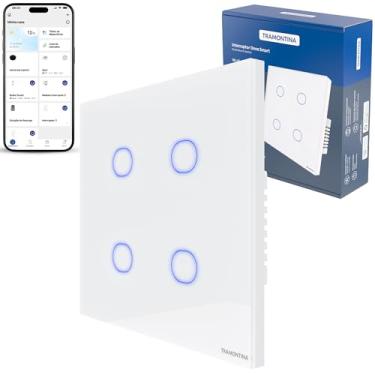 Imagem de Tramontina Interruptor Inteligente Touch Smart 4x4 Branco com 4 ​T​eclas Compatível com Alexa - Onne