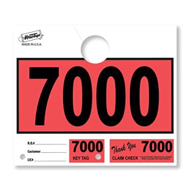 Imagem de Versa-Tags 1000 etiquetas vermelhas de serviço de revendedor de carros números de envio de serviço, etiquetas de chave numeradas do departamento de serviço para oficina mecânica chaveiro de 3 partes