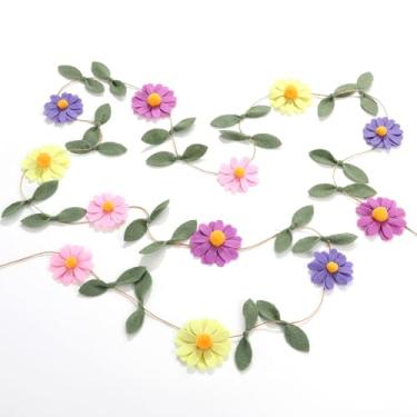 Imagem de Janinka Faixa de margarida de feltro de lã, decorações de festa de margarida, guirlanda de flores silvestres, decorações de 1º aniversário, lembrancinhas de festa de casamento de berçário para meninas