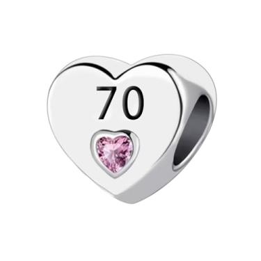 Imagem de JMQJewelry Números 12 13 16 18 21 30 40 50 60 70 Coração Rosa Aniversário Pulseira Compatível com Pandora Charms Bracelet, banhado a cppper, Cobre