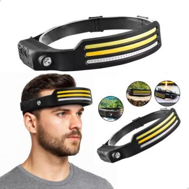 Imagem de Lanterna De Cabeça Led Recarregável Trilha Trabalho Noturno com Sensor
