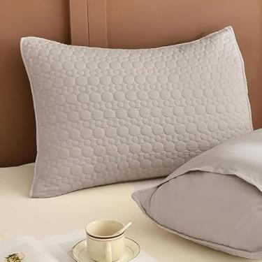 Imagem de Lady Ann Conjunto de 2 fronhas estampadas com padrão circular, 100% algodão, acolchoadas, tamanho Queen 50 x 76 para dormir, fronhas de cama com sensação de linho decorativas ultra macias e