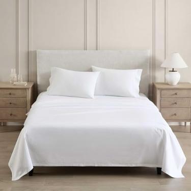 Imagem de Martha Stewart - Conjunto de lençóis de solteiro, frescos e personalizados com uma sensação leve de algodão percal macio - Lençóis de cama com fronha e lençol de elástico combinando (verde sólido