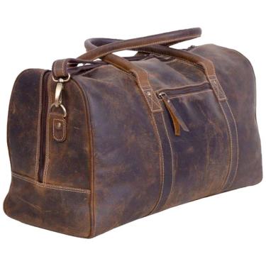 Imagem de Bolsa de Viagem Masculina Clássica de Couro, KOMALC, Marrom