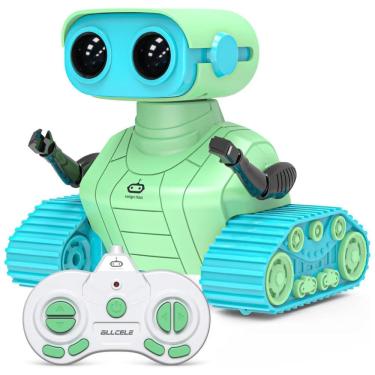Imagem de Robô ALLCELE Recarregável, Controle Remoto com Música e Olhos LED, Ideal para Meninos, Presente Perfeito para Crianças. Cores Verde e Azul.