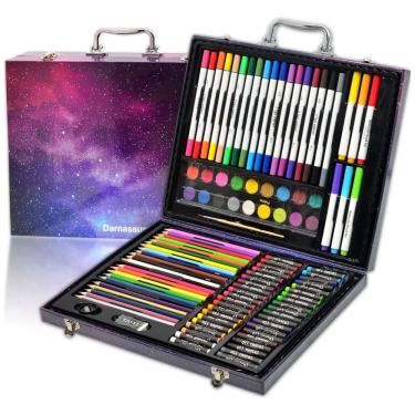 Imagem de Kit Lápis de Cor Profissional com Maleta de Madeira 132 peças, DARNASSUS 132PAPERARTSSET, Preto