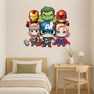 Imagem de Adesivo de Parede Heróis Cute Baby Cabeceira Tamanho G Decoração Quart