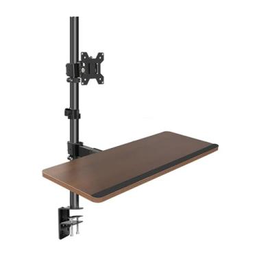 Imagem de Suporte para monitor de mesa de monitor único com bandeja de teclado, braço de montagem de monitor de altura ajustável com base em C para a maioria das telas de 43.2 cm-101.6 cm, comporta até 13,5 kg