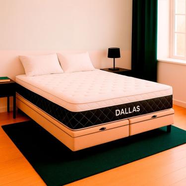 Imagem de Cama Box Baú Queen E Colchão Dallas Molas V-store Bege
