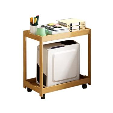 Imagem de Suporte para CPU, suporte para CPU, escritório, camada dupla, bambu, torre, chassi, rack doméstico, resistente, removível, com rodas, suporte para CPU