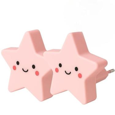 Imagem de Luz Noturna e Luminaria de Tomada Estrela - Kit 2 Peças LED para Quarto e Decoração (KIT2-ROSA)