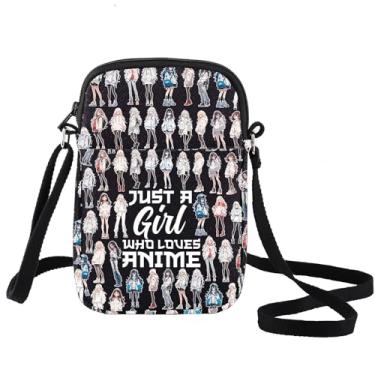 Imagem de LEVLO Bolsa tiracolo para fãs de anime, presente para amantes de anime, Just A Girl Who Really Loves Anime Shoulder Bag Cartoon Anime Merch, Anime 2 C Preto, Bolsa tiracolo