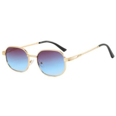 Imagem de Óculos de sol femininos de metal com armação pequena, óculos de sol personalizados, elípticos, design moderno, proteção