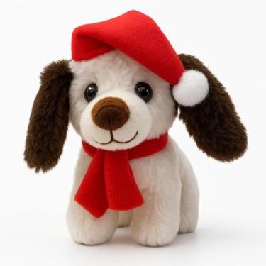 Imagem de Cachorro Pelucia Natal C/ Gorro Wincy Branco NTD13787