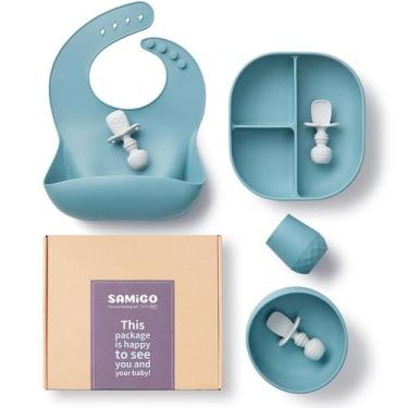 Imagem de Conjunto de alimentação para bebês SAmigo Silicone de 7 peças para mai