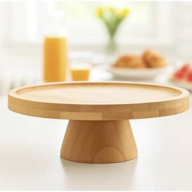 Imagem de Boleira Prato para Bolo com Pé de Bambu Natural 20cm Lyor, Bambu