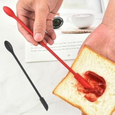 Imagem de Mini espátula de silicone, 2 peças de raspadores de maquiagem para frascos de cosméticos, ferramentas de beleza reutilizáveis, colher pequena de silicone de ponta dupla para cozinha e beleza