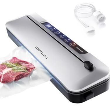 Imagem de Seladora A Vácuo Elétrica 220V Para Alimentos, 6 Em 1 Com Cortador, Mini Seladora De Embalagens Compatível Com Sacos Texturizados, Vedação 300mm, Sucção 75kPa, Digital, Portátil