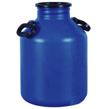 Imagem de Leiteira em Plástico Azul 20 Litros, Alta Resistência, Tampa Rosqueável, 2 Alças, Para Transporte de Leite