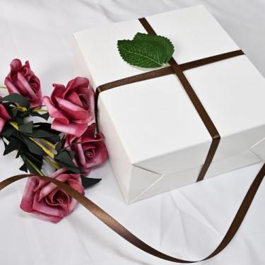 Imagem de Fita de cetim dupla face de 1/10.2 cm 100 jardas – perfeita para embrulho de presente, artesanato, decorações de casamento e lembrancinhas de festa, marrom