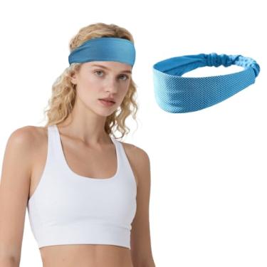 Imagem de Bandanas refrescantes, resfriamento instantâneo, absorção de umidade, faixas de suor elásticas para corrida, ioga, academia, exercícios esportivos (azul)